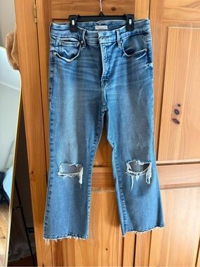 Good American cropped Distressed Cropped Women's Jeans - Light Blue